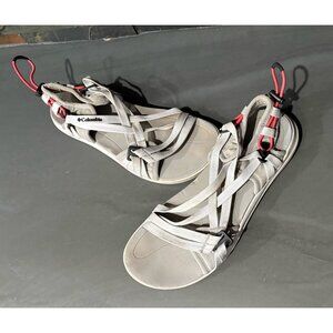 Size 8 Columbia Women All Terrain Sandal Grey Ice/Red Coral BL0102-063